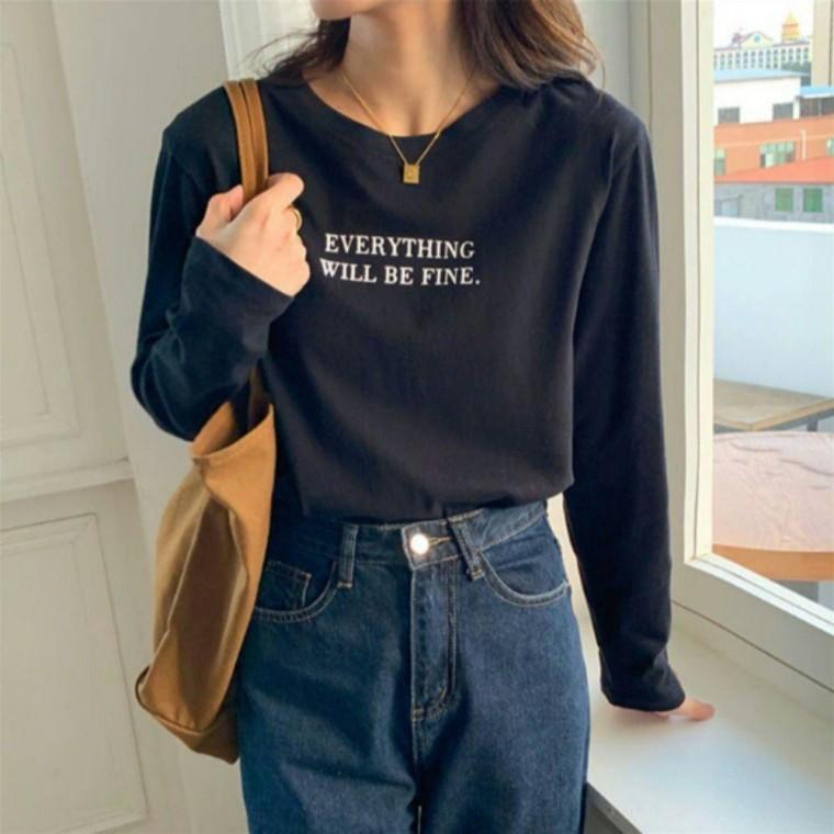 여성용 에브리띵 레터링 반팔 티셔츠 데일리 캐주얼룩 베이직 프린트 포인트
