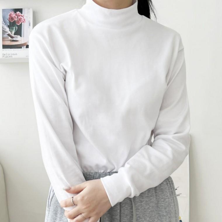여자 여성 목티 반폴라 긴팔 티셔츠 기본 베이직 데일리 캐주얼 일상 무지 이너 일상 단체 가을 겨울