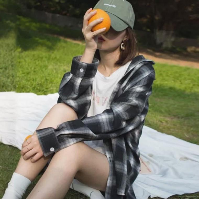 여자 여성 캐주얼 루즈핏 오버핏 긴팔 체크 남방 셔츠