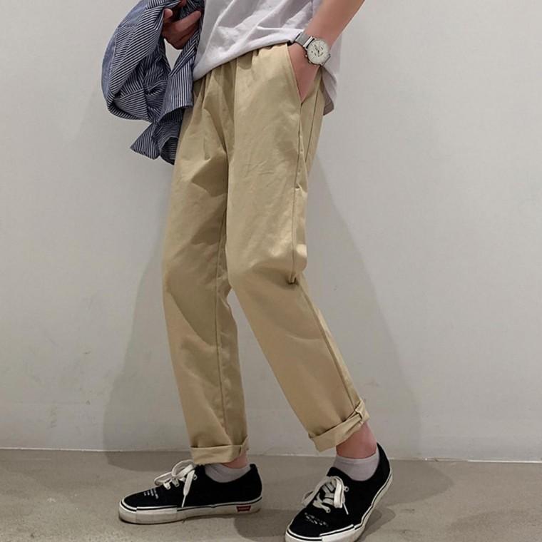 남성 일자 면바지 롤업 패션 20 대 캐주얼 데일리 팬츠