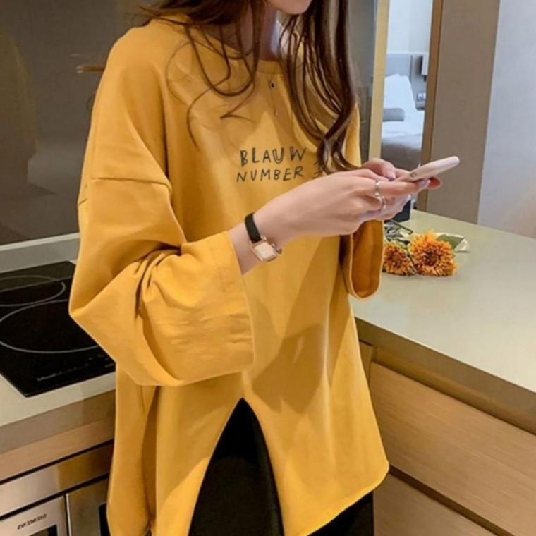 티셔츠 긴팔 여성 루즈핏 캐주얼 편한 트임