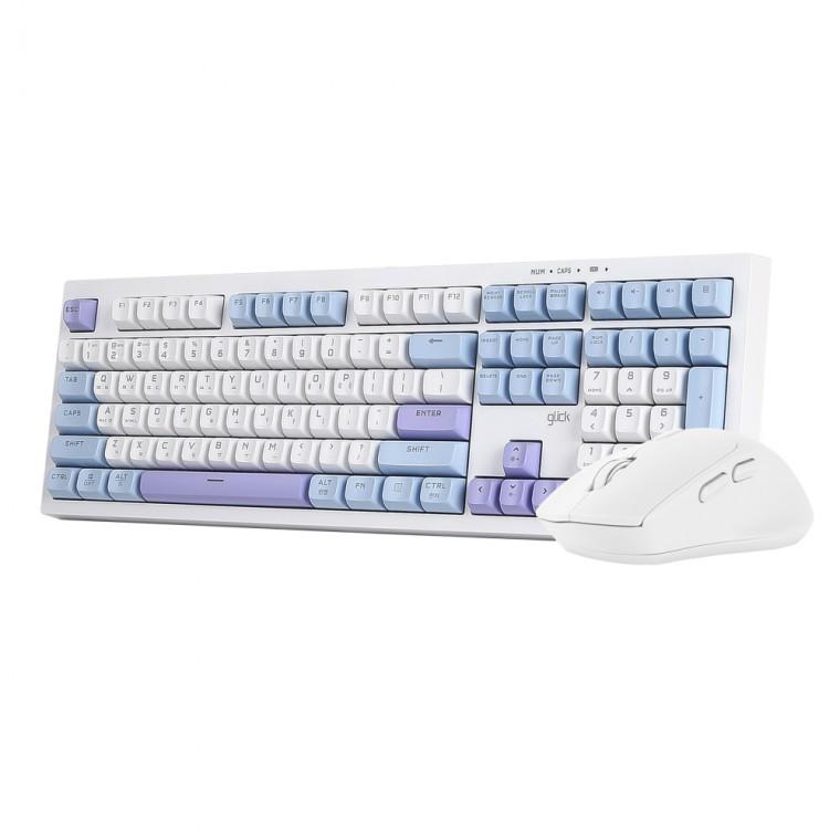 지클릭커 오피스프로 WMK50 사일런스 M 무소음 무선 블루투스 108 키보드 마우스 세트 (Sky city)
