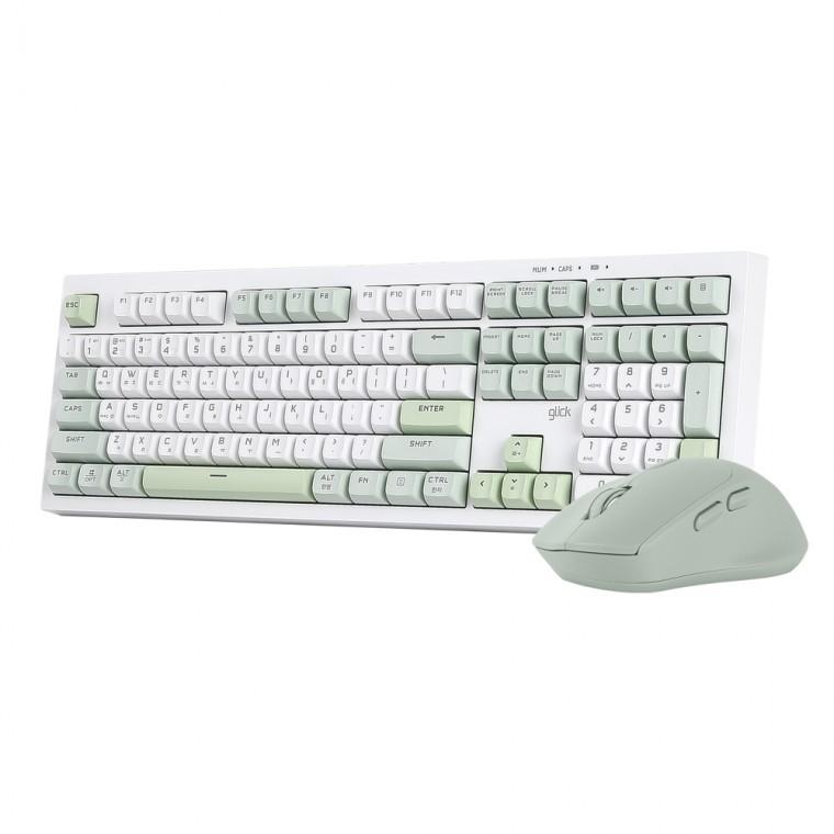 지클릭커 오피스프로 WMK50 사일런스 M 무소음 무선 블루투스 108 키보드 마우스 세트 (Greenwich)