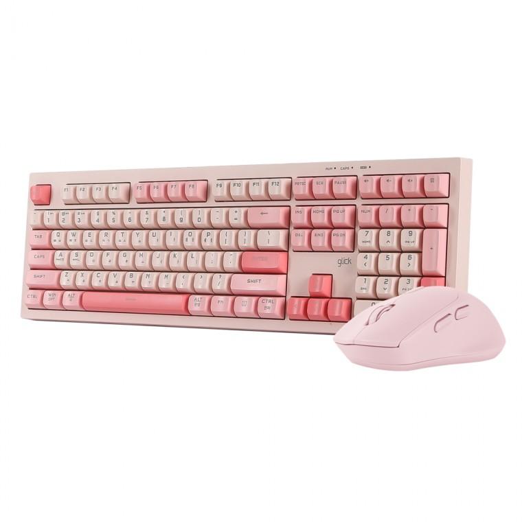 지클릭커 오피스프로 WMK50 사일런스 M 무소음 무선 블루투스 108 키보드 마우스 세트 (Pink)