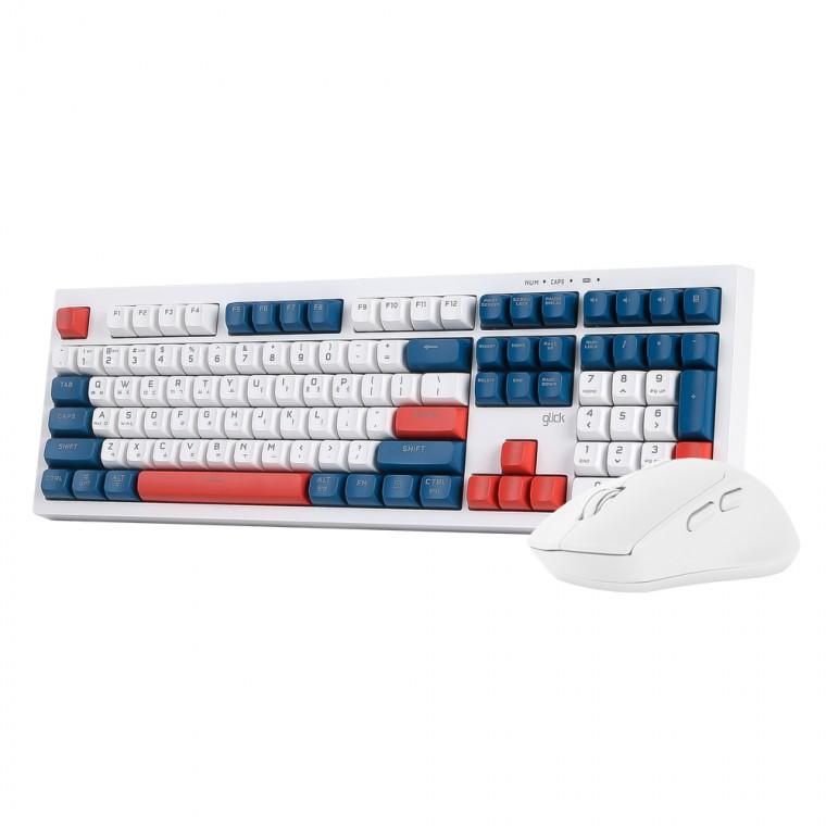 지클릭커 오피스프로 WMK50 사일런스 M 무소음 무선 블루투스 108 키보드 마우스 세트 (Gun dam)