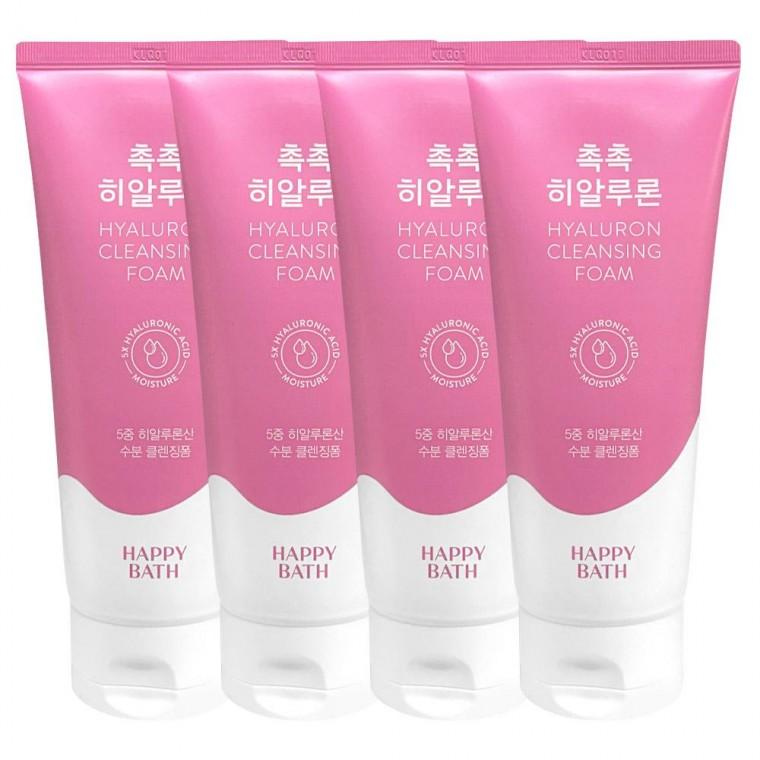 해피바스 촉촉 히알루론산 수분 클렌징폼 200ml 4개