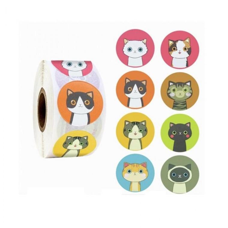 루미나D 고양이스티커500pcs 6-03 다꾸 답례품 선물 8종믹스