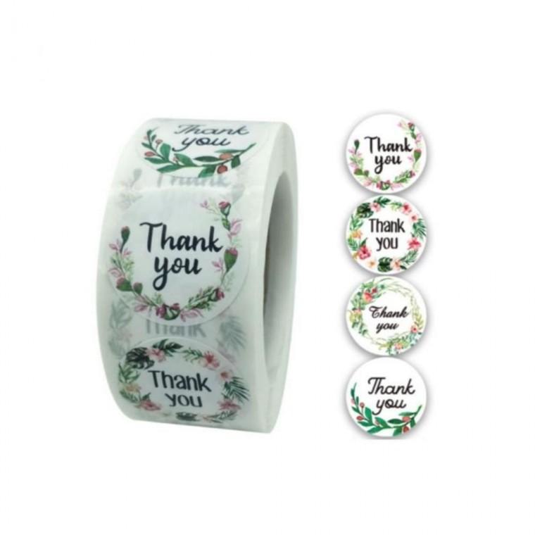 루미나D 땡큐스티커 500pcs tl708 답례품 꾸 4종플라워