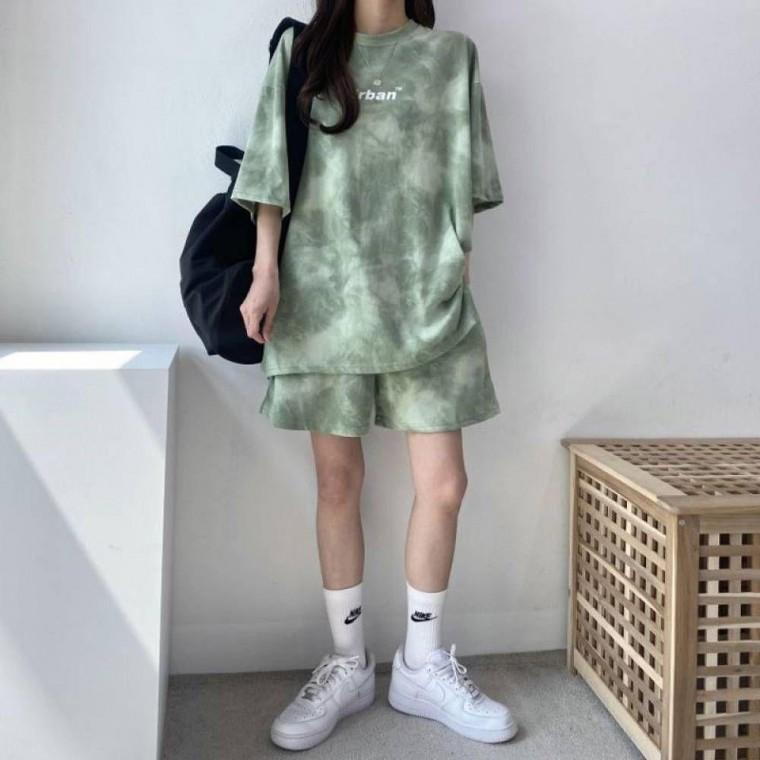 여성용 상하편안복 세트 홈웨어 반팔