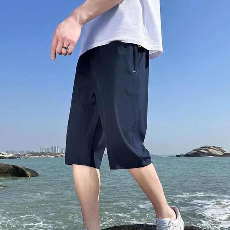 여름바지 남자 아이스 5부 반바지 쿨링 허리밴딩 바지 운동복 남자 조깅복