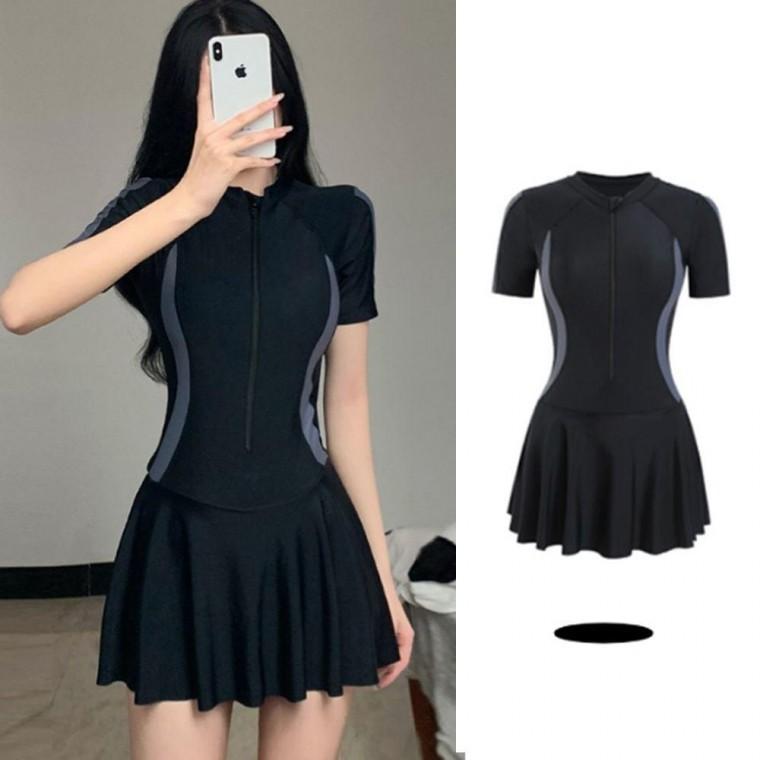 원피스형 플레어 래쉬가드 여성 수영복 바캉스룩 베이직수영복 체형커버수영복
