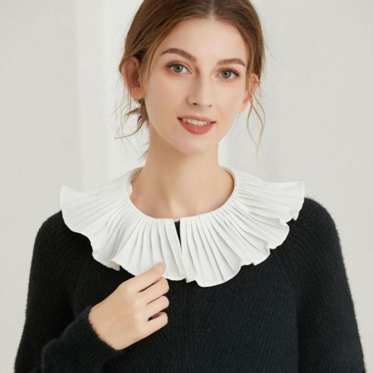주름 러블리 넥케이프 이너셔츠 쉬폰 페이크 카라 레이어드 카라 목만있는