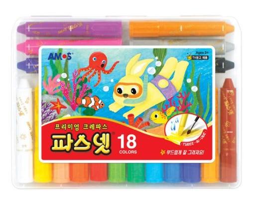 아모스 파스넷 프리미엄 크레파스 18색