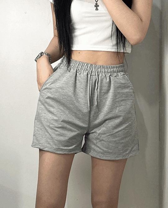 여성 기본 3부 츄리닝 반바지 트레이닝 숏팬츠 [3color 쭈리 밴딩 팬츠 여자 추리닝 블랙 화이트 그레이]