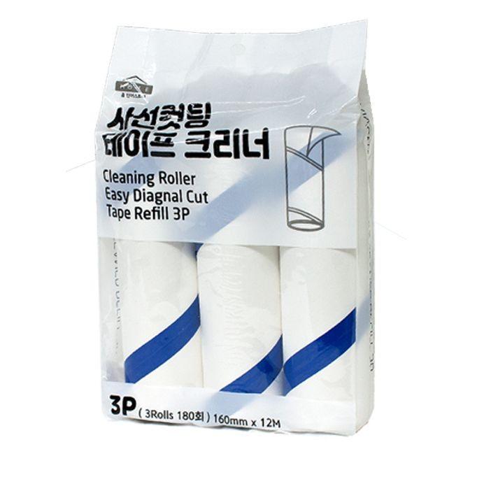 사선 테이프 클리너 리필 돌돌이 테이프 3P 12m