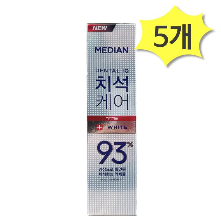 메디안 치석케어 화이트 치약 120g x 5개 치석관리 불소치약