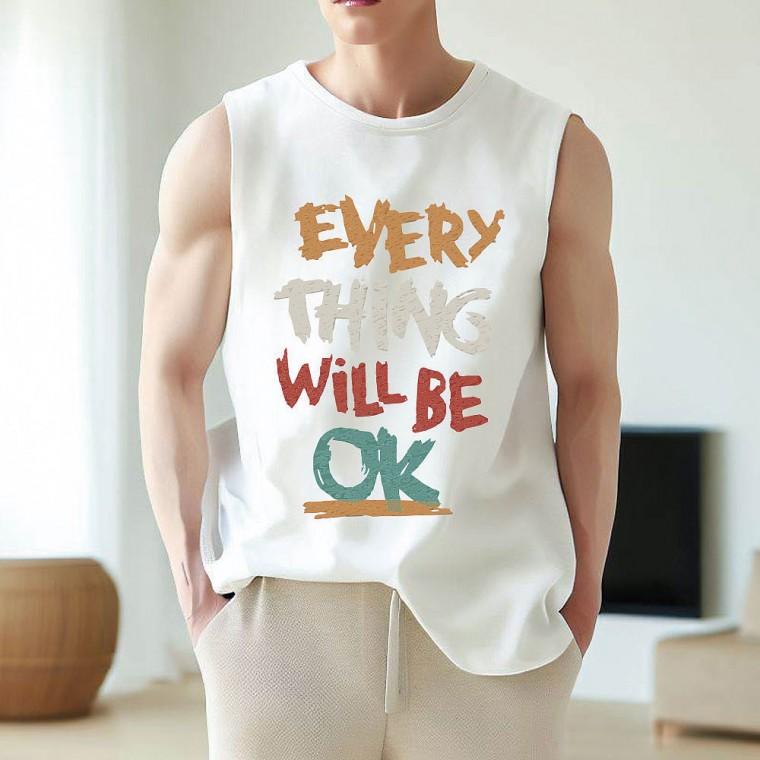 남성 프린팅 민소매 캐주얼 나시 티셔츠