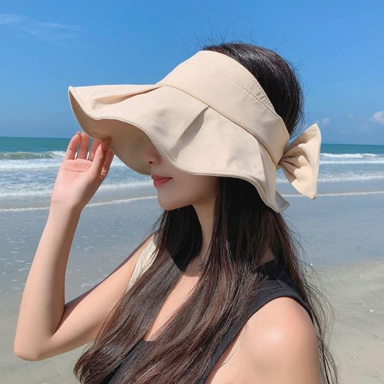 여성 리본 썬캡 자외선차단 선캡 여행 피서 데일리