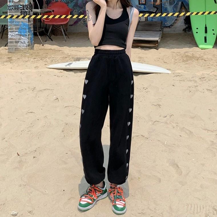 하트 스트링 조거팬츠 밴딩 여성 바지