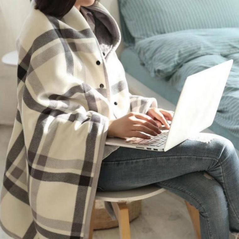 따뜻한 극세사 융털 똑딱이 무릎 어깨 잠옷 단추 담요