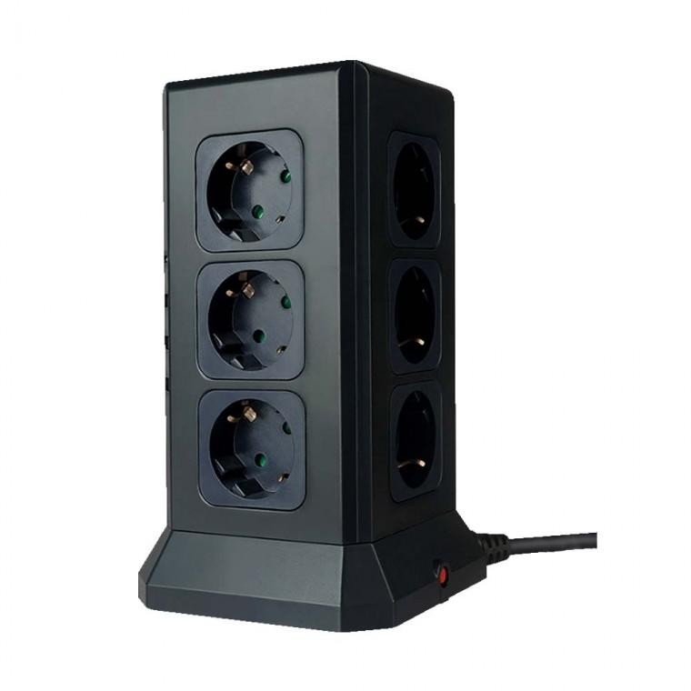 USB C타입 A타입 타워형 멀티 콘센트 블랙 AC 12구 충전기 블루투스 스피커 무선이어폰 보조배터리