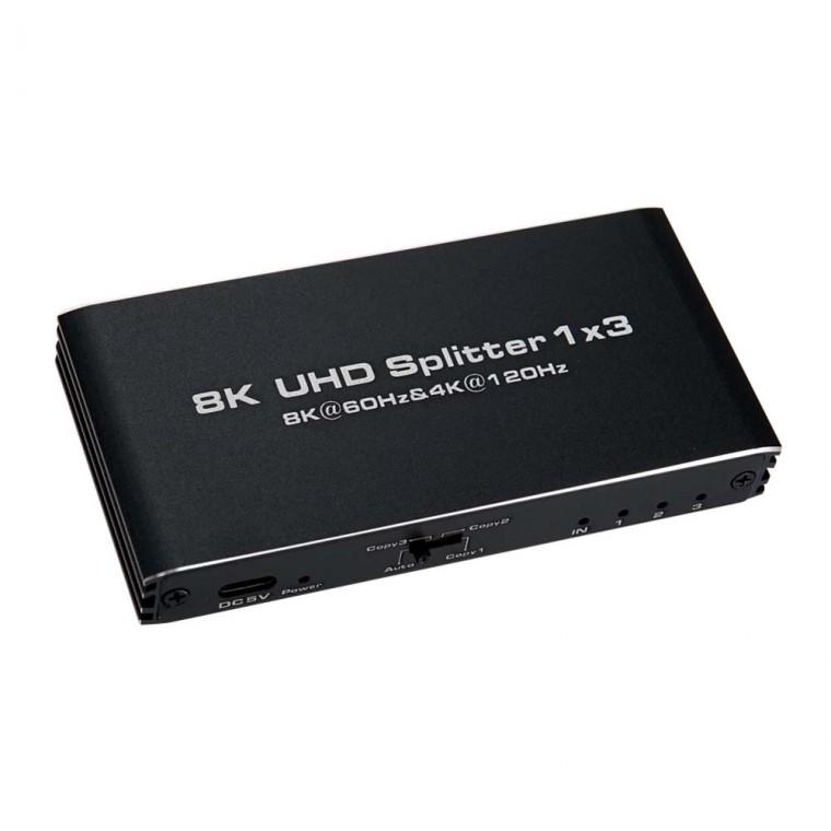 8K 4K C타입 HDMI 분배기 3포트 48Gbps 고해상도 3대 영상 동일 출력 TV 모니터 프로젝터