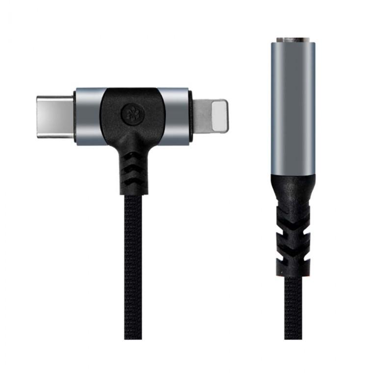 C타입 iOS핀 변환 스테레오 케이블 3.5mm 12cm T형 젠더 헤드폰 이어폰 스피커