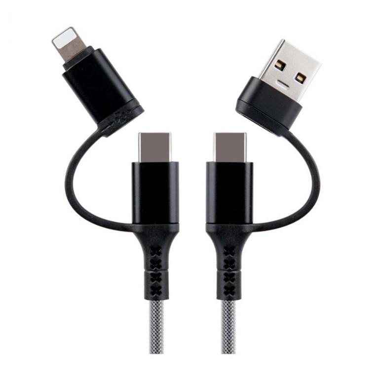USB C타입 iOS핀 4 IN 1 꼬리물기 멀티 케이블 1M 60W 스마트폰 고속충전 480Mbps