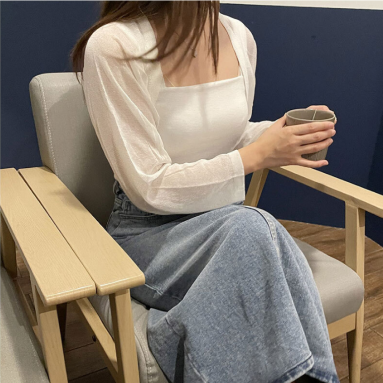 여름 크롭 시스루 볼레로 여성용 팔뚝커버 가디건 데일리 나시 레이어드