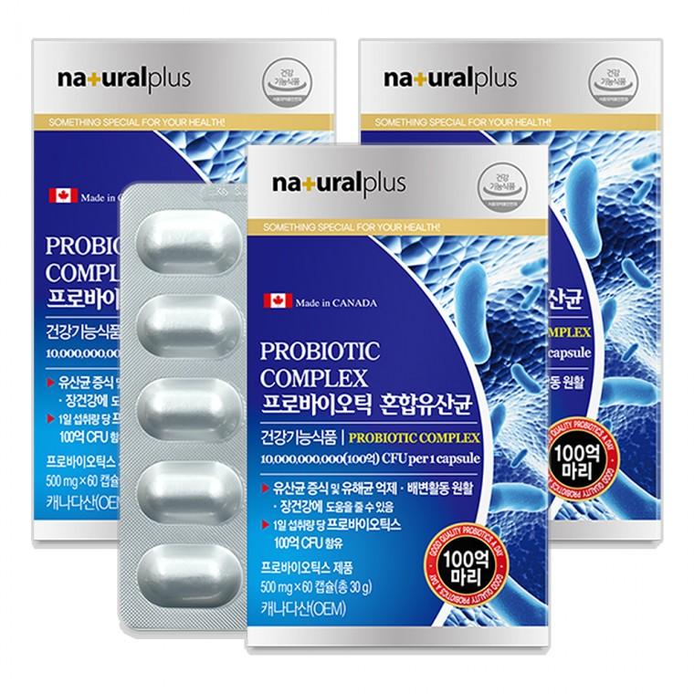 내츄럴 프로바이오틱 혼합유산균 500mg 60캡슐 3개