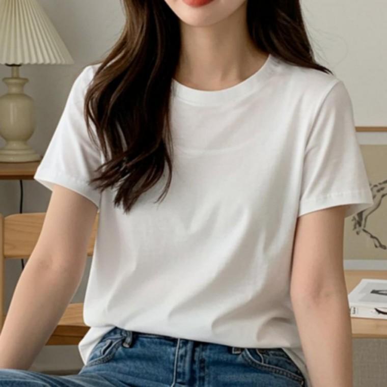 기본 반팔 티셔츠 무지 이너 데일리 흰색 95