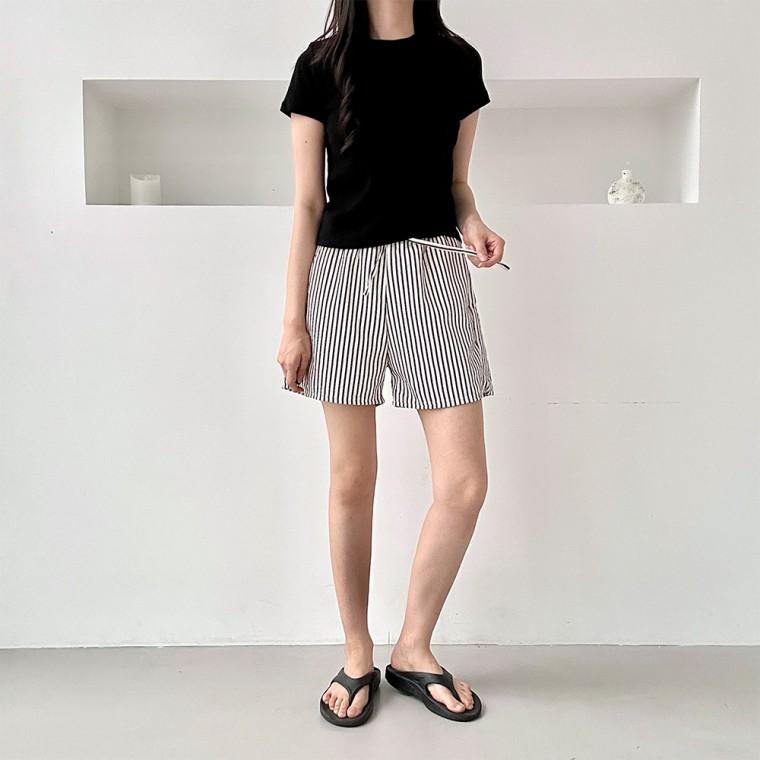 렌보 스트라이프 세로줄 엠보 반바지 SD-250629