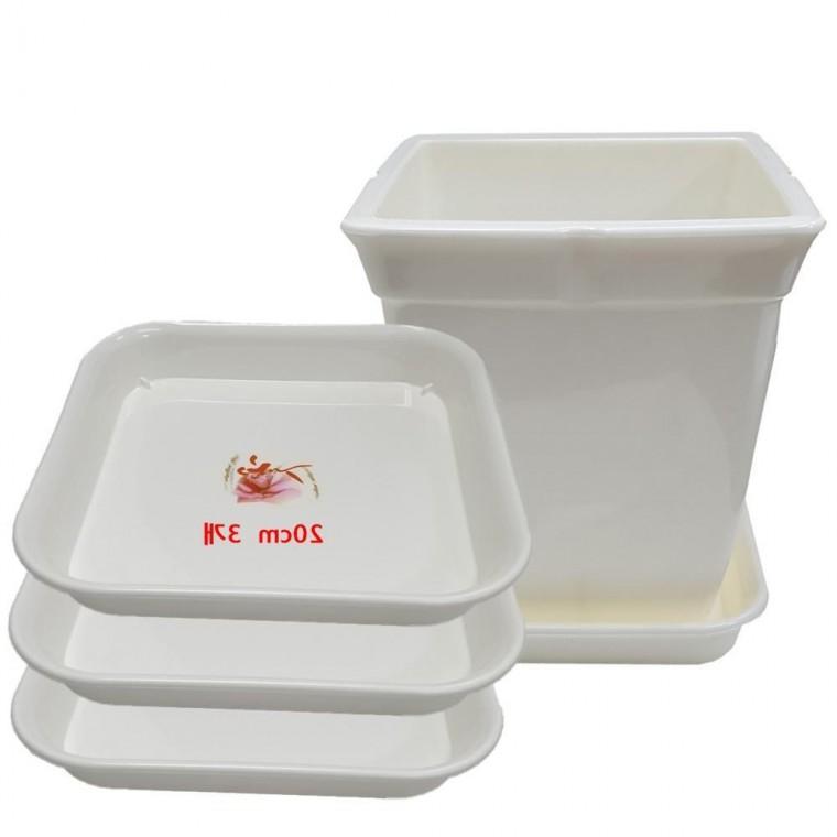 플라스틱 웰빙 3개 정사각화분받침 화분거치대 20cm 화분 사각받침대