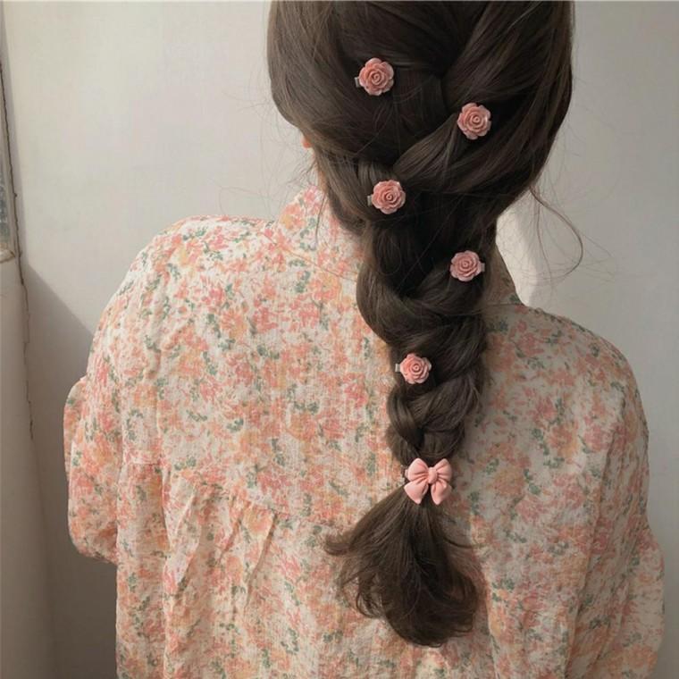 집게핀 미니미핑크 하트 10P 헤어집게 플라워 리본 미니 리본 꽃 플라워