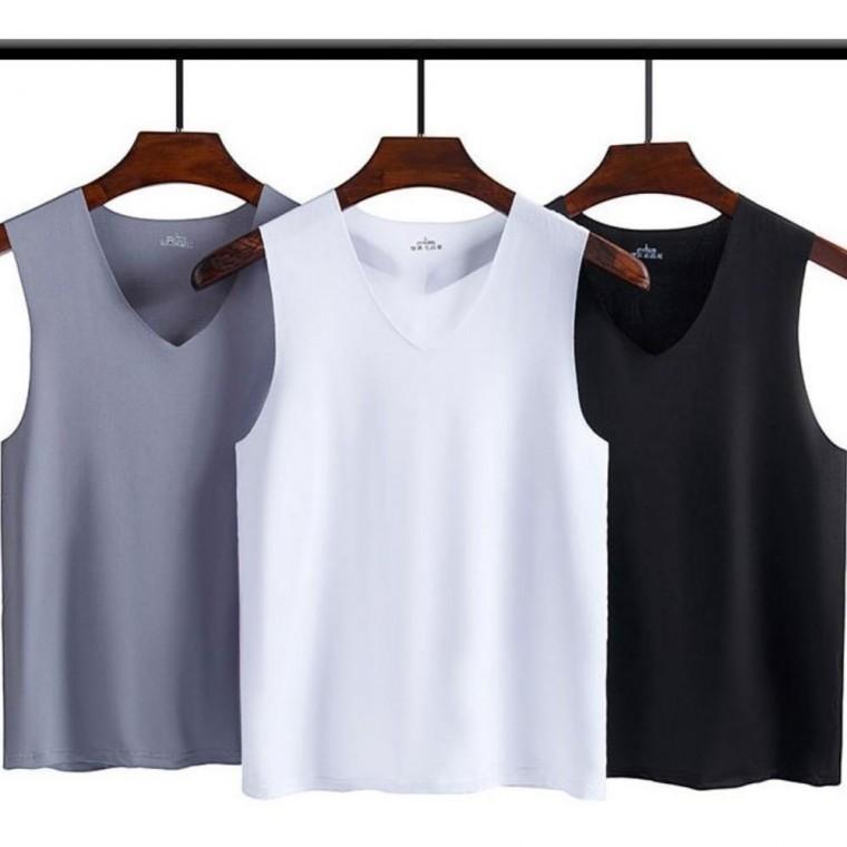 남성용 심리스 무봉제 나시 아이스 쿨 런닝 V넥 남자나시 쿨나시 이너 5XL 남성쿨나시