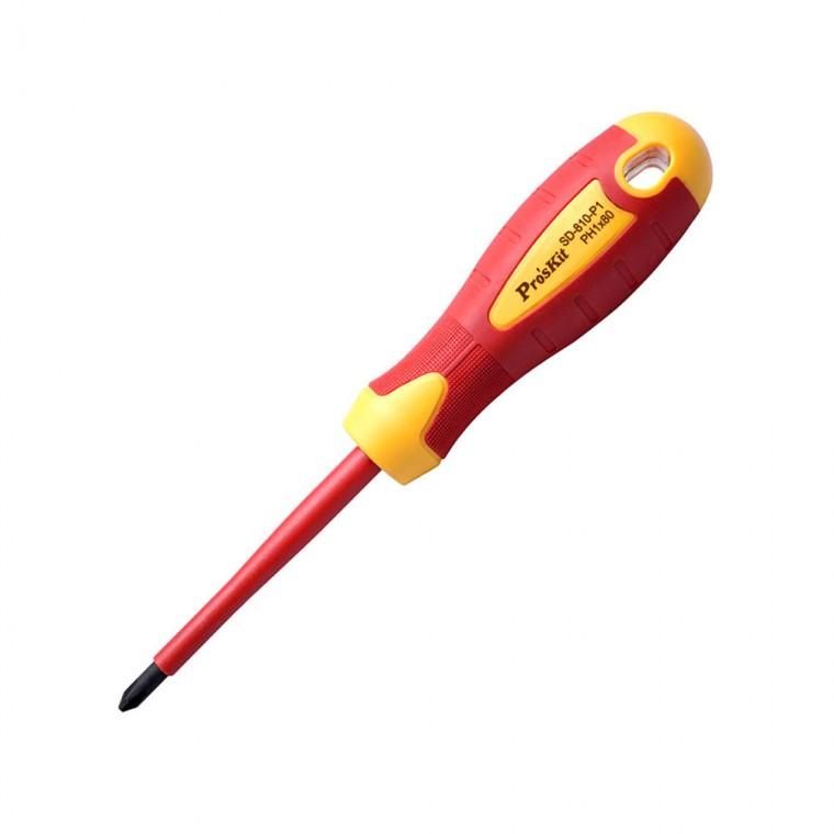 절연 VDE 스크류 드라이버 십자형 수공구 마그네틱 기능 4.5 x 80mm