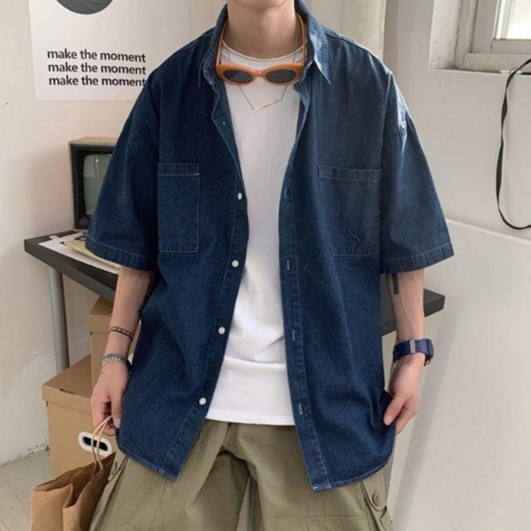청남방 데님셔츠 데님남방 2컬러 여름 남성 반팔셔츠 반팔남방 연청 청남방 포켓 남성셔츠
