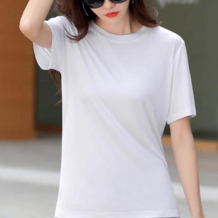 시원시원한 라운드반팔티 텐셜 빅사이즈 스판 여성 쿨링 레이어드반팔