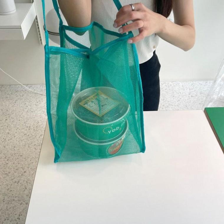 숄더백 그린 메쉬 여름가방 망사 모래놀이