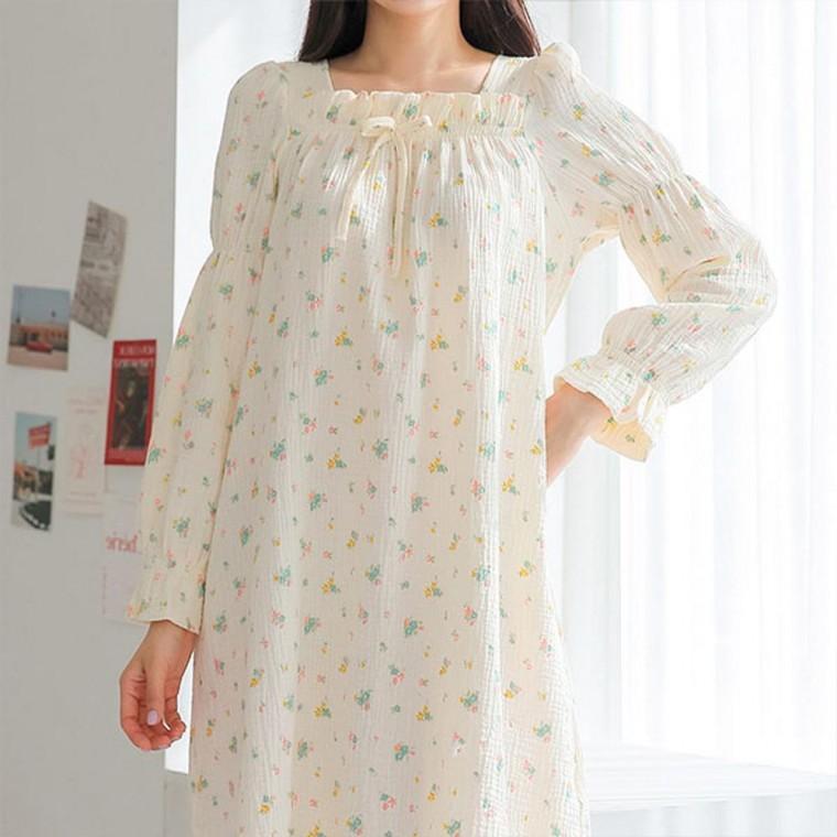 파자마 원피스 플라워 여름 잠옷 시원한 수면옷 잠옷 가벼운