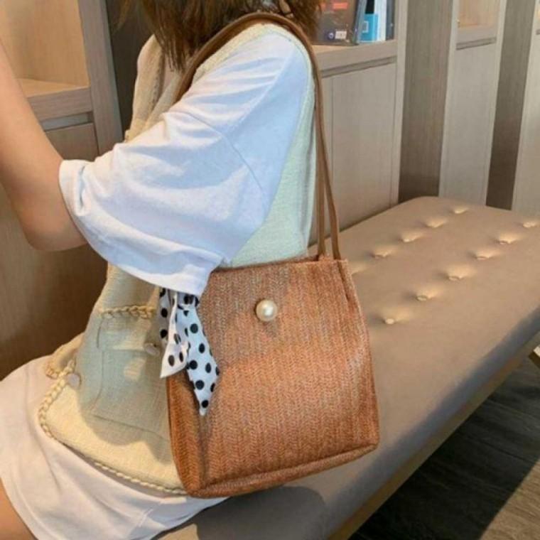 여름 휴양지 데일리 스타일 가방 클래식 라탄 핸드백