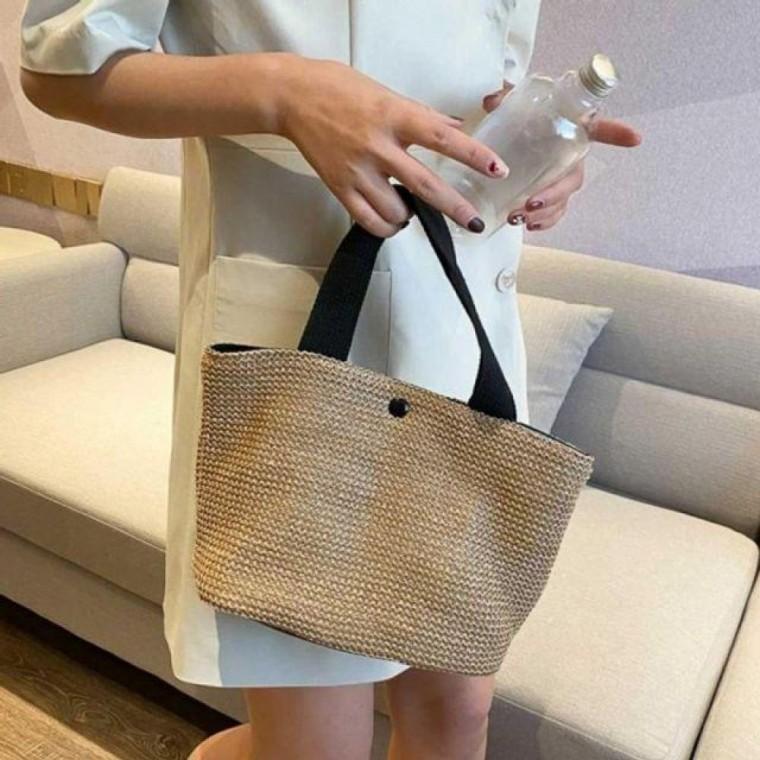 예쁜 작은 캐주얼 해변가 가방 필수템 코디 라탄 보세