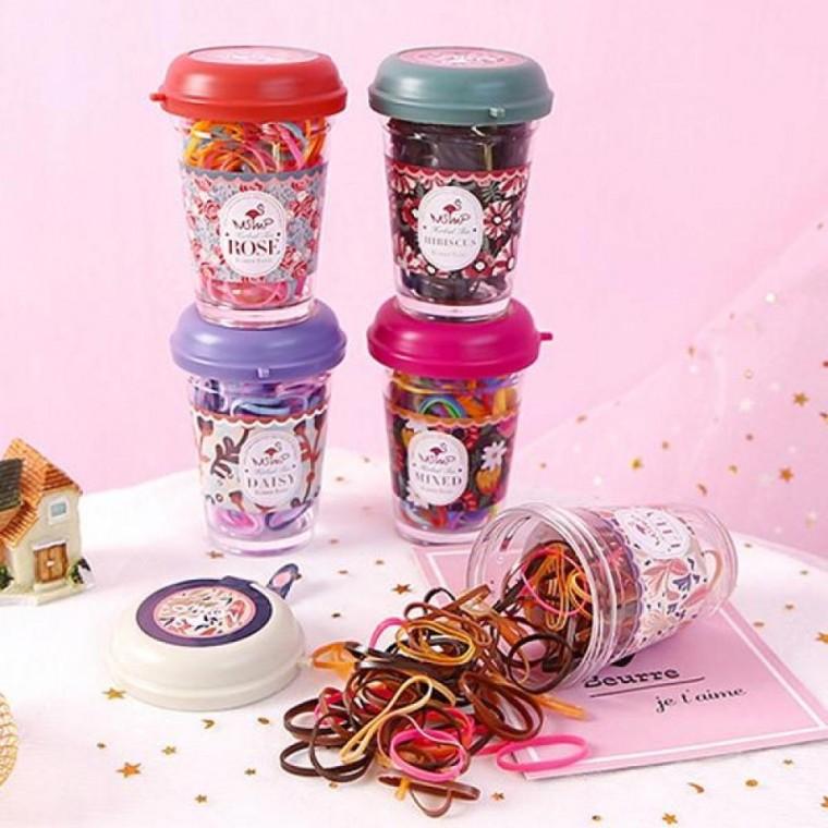 보틀 머리끈 헤어끈 머리 묶기 고무줄 세트 130pcs