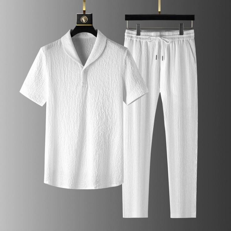 남성 정장 린넨 여름 시원한 실크 한복 반팔 티셔츠 바지 세트 business casual