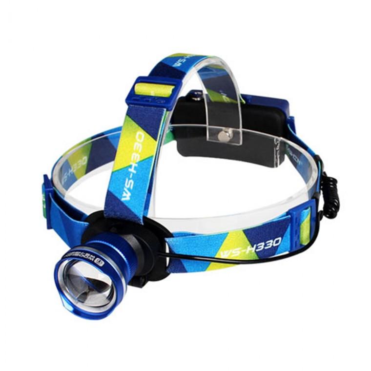 WS-H330 LED 충전식 줌 헤드랜턴 블루 자전거라이트 전동킥보드부품 서바이벌후레쉬 킥보드라이트 야간손전