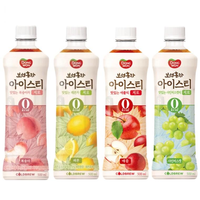 [4종모음] 보성홍차 아이스티 제로 500ml (복숭아+레몬+애플+샤인머스캣) 24개