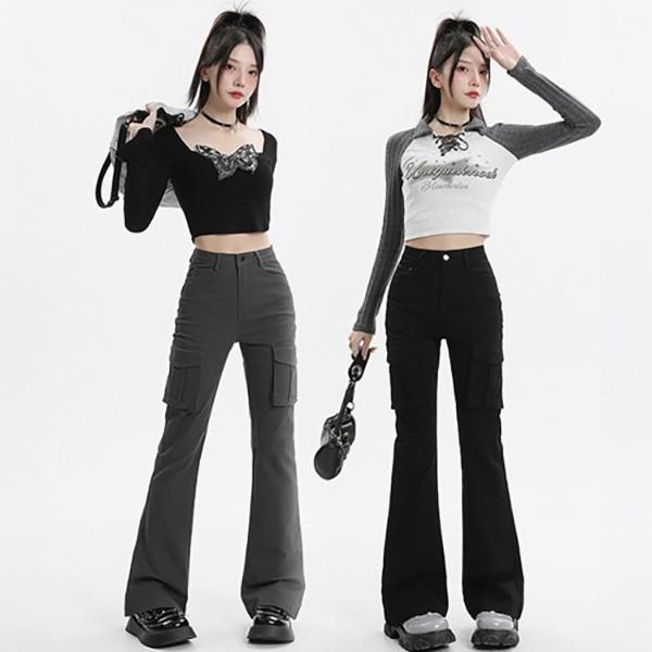 하이틴 카고 부츠컷 팬츠 Y2K 슬림핏 꾸안꾸룩