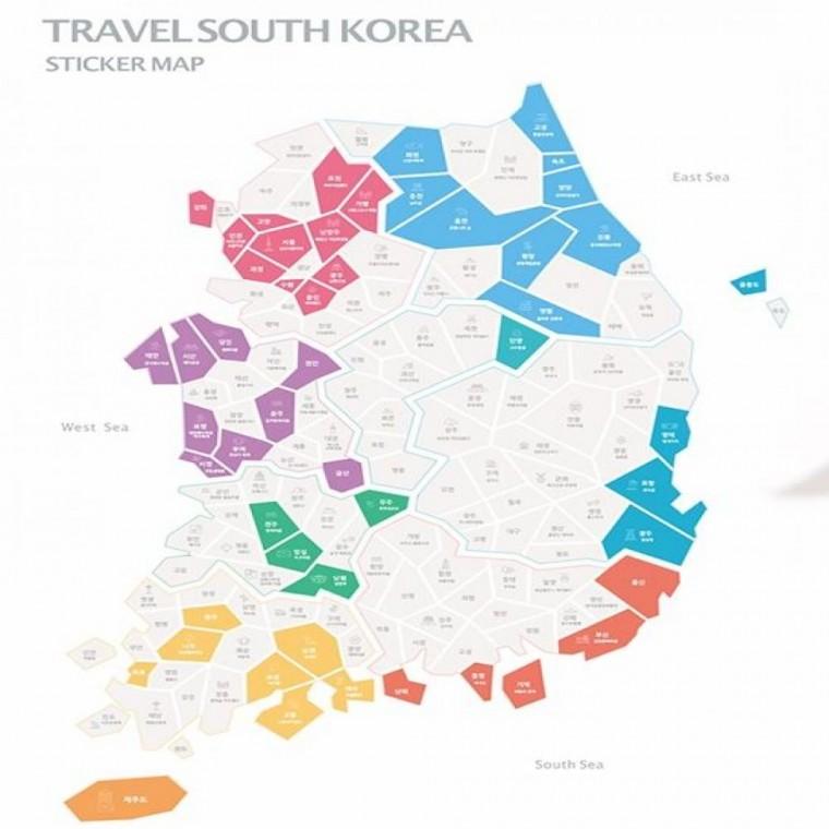국내여행지도 스티커 커플여행지도