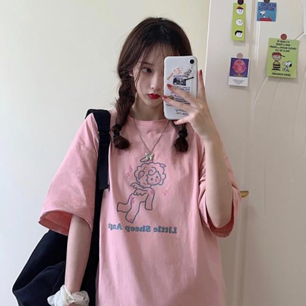 키치 캐릭터 오버핏 반팔티 러블리 하이틴 꾸안꾸룩