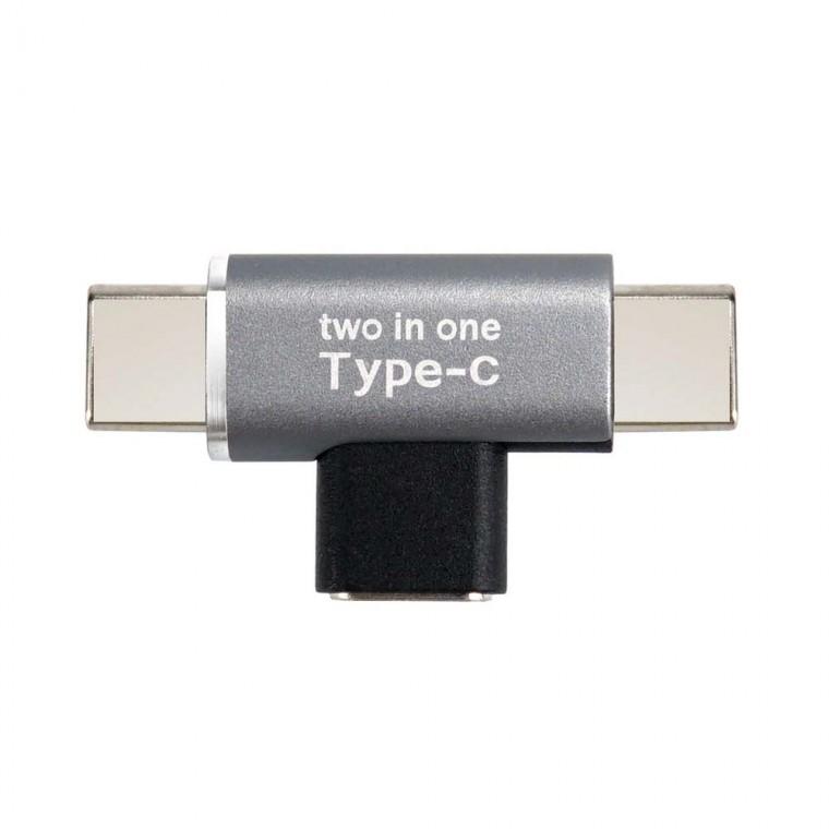 USB C타입 T형 젠더 꺾임형 듀얼 충전 및 데이터 전송